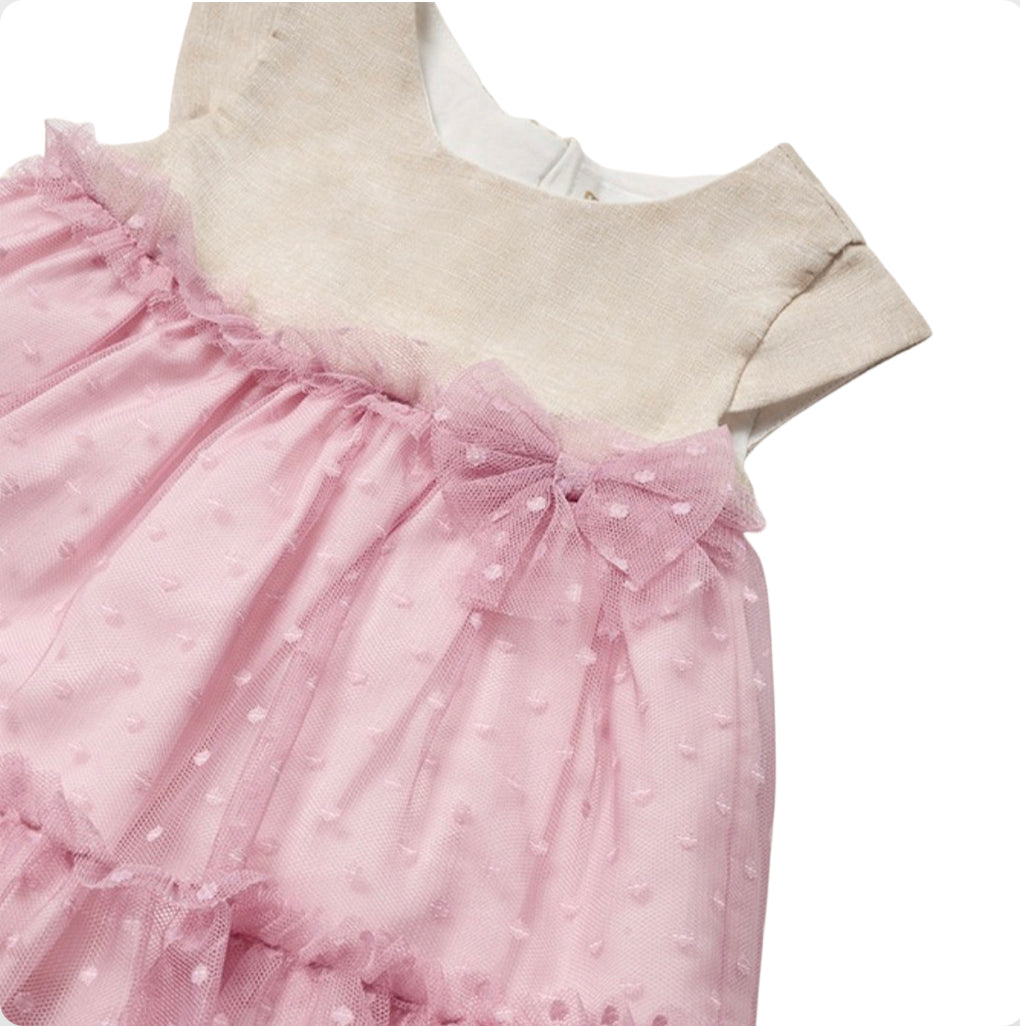 Mayoral Baby Girl Pink & Beige Dress