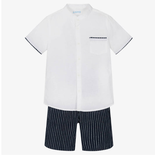 Mayoral Boys Navy & Ivory Shorts Set