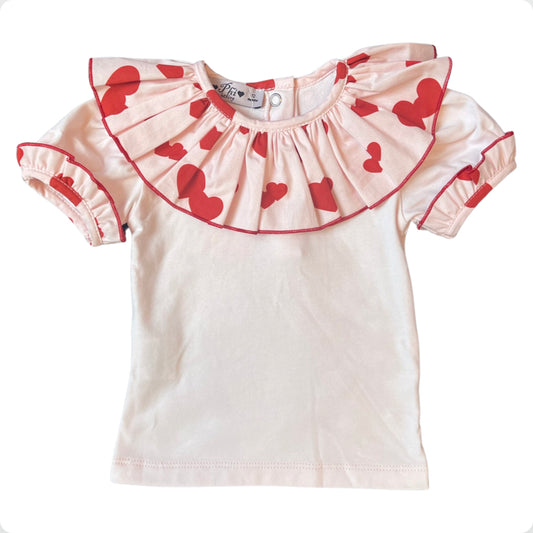 Phi Clothing Girls Pink Red Heart T-Shirt