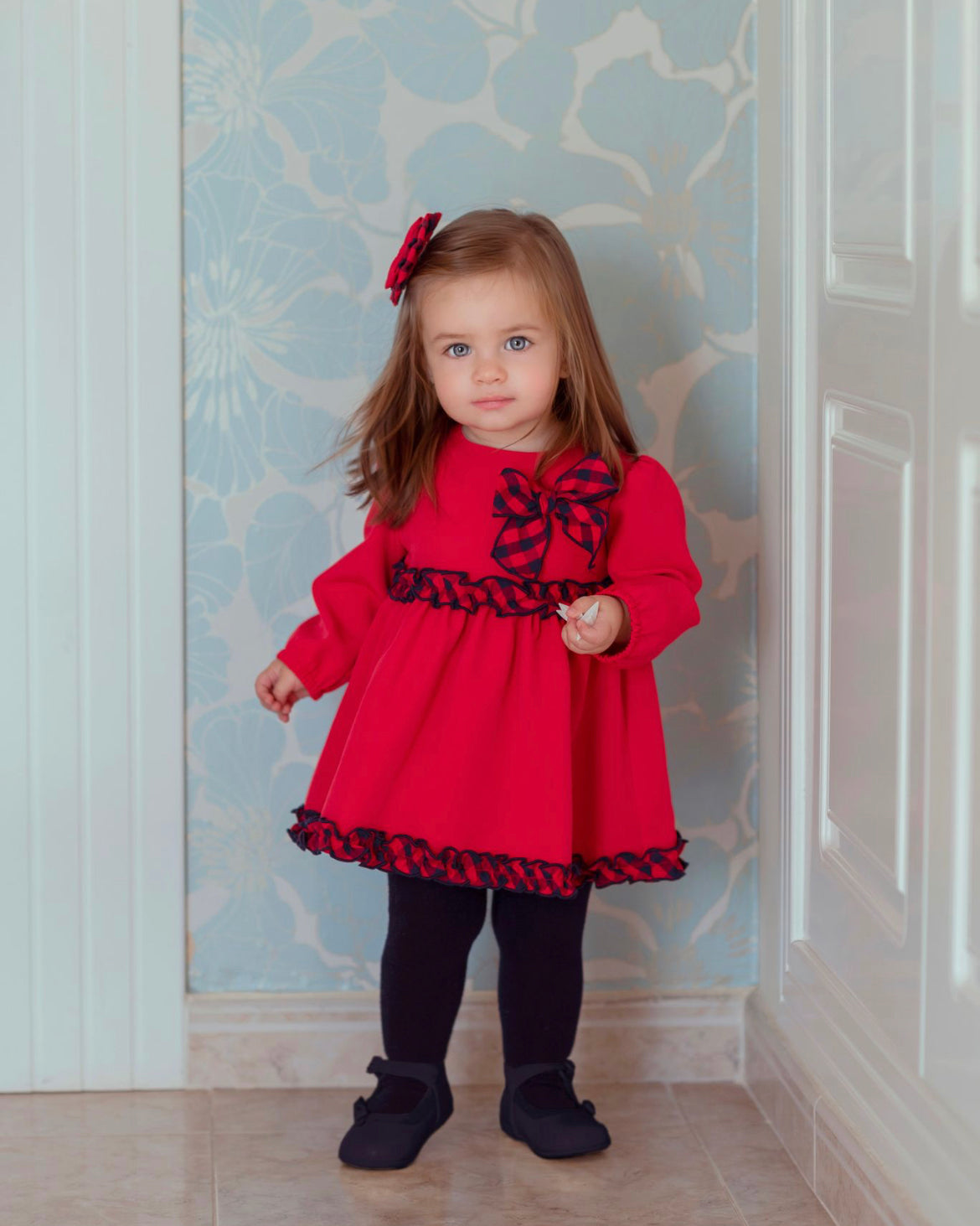 Miranda Baby Girl Red & Navy Dress