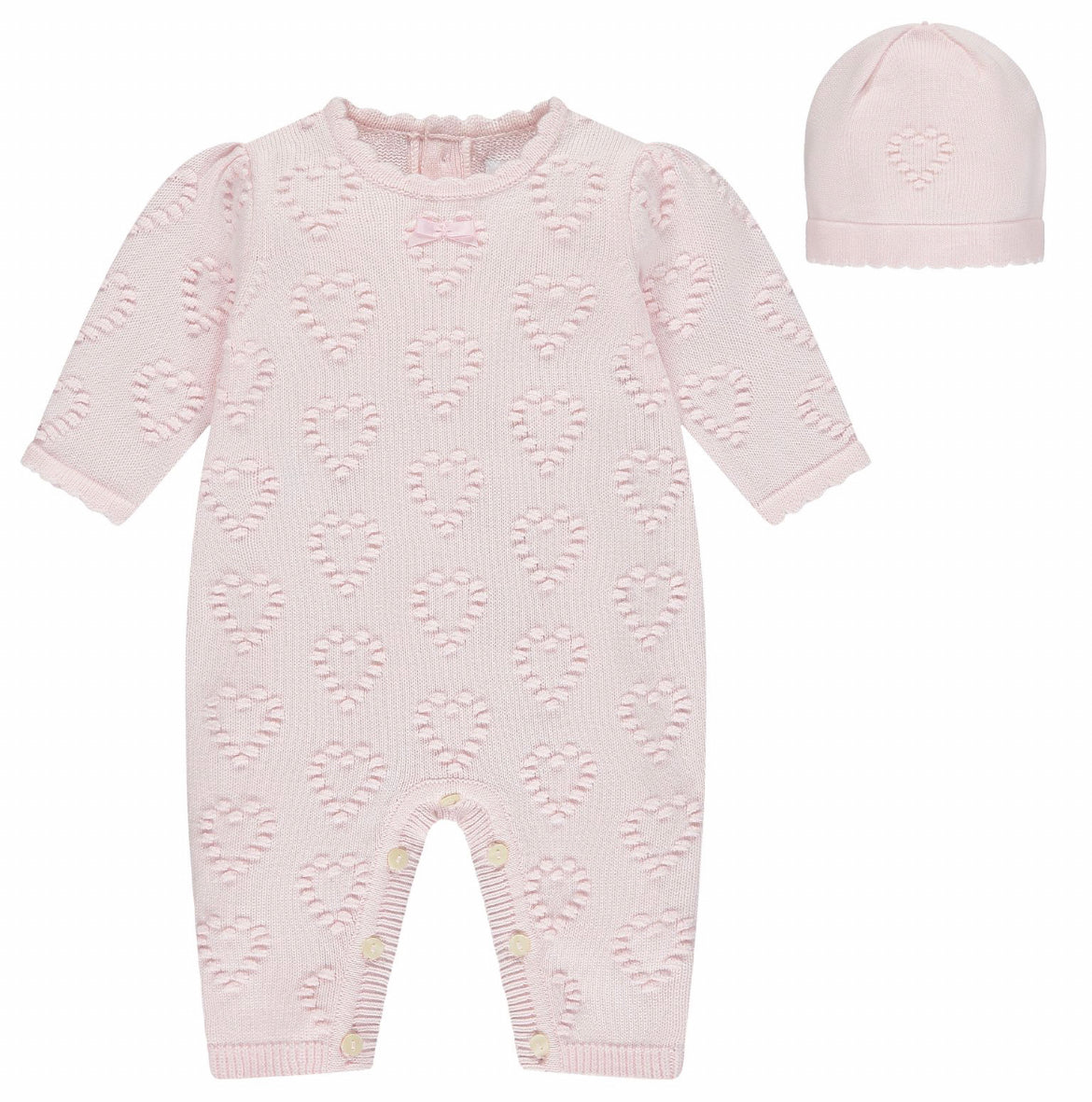 Emile et Rose Dawn Baby Girl Pink Romper & Hat Set