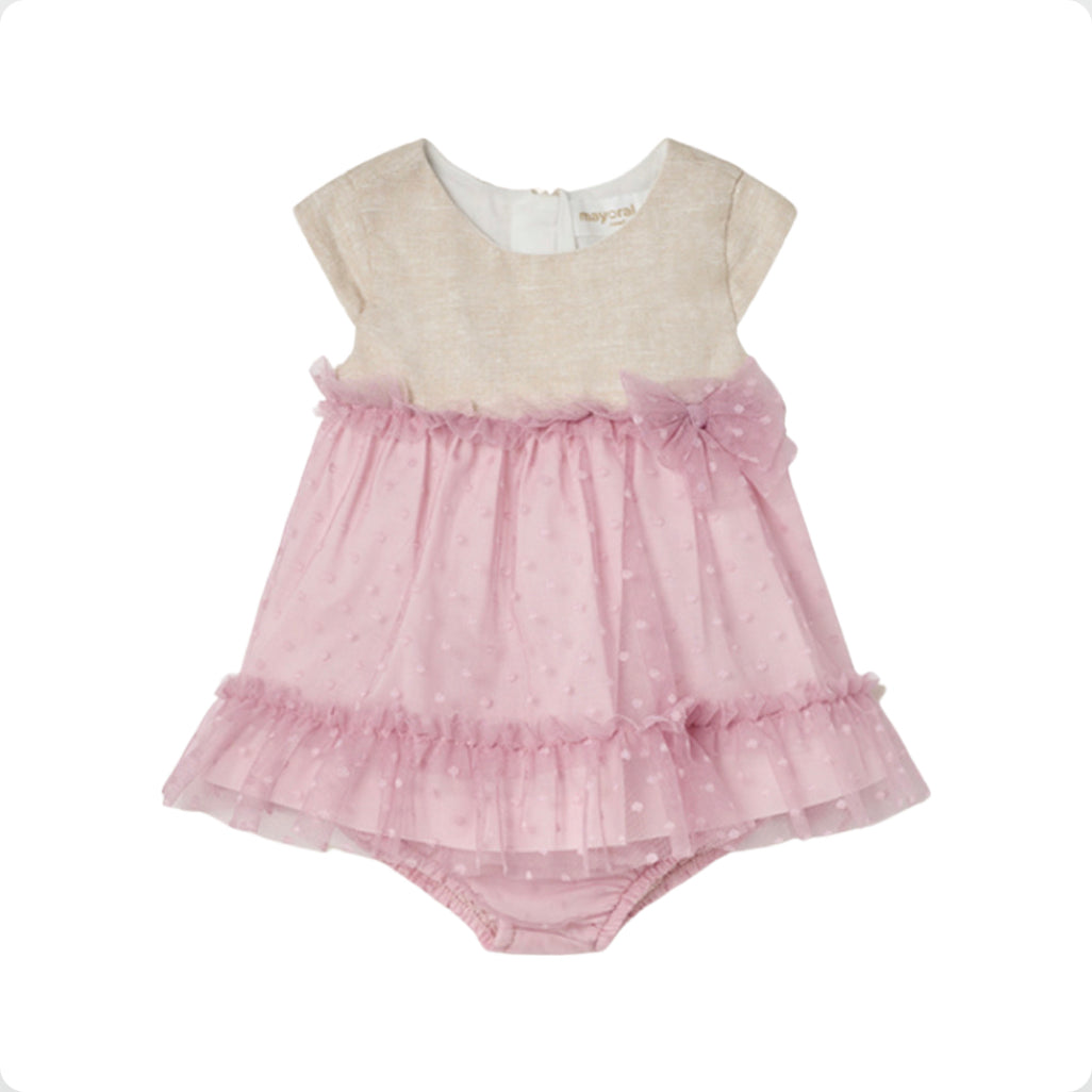 Mayoral Baby Girl Pink & Beige Dress