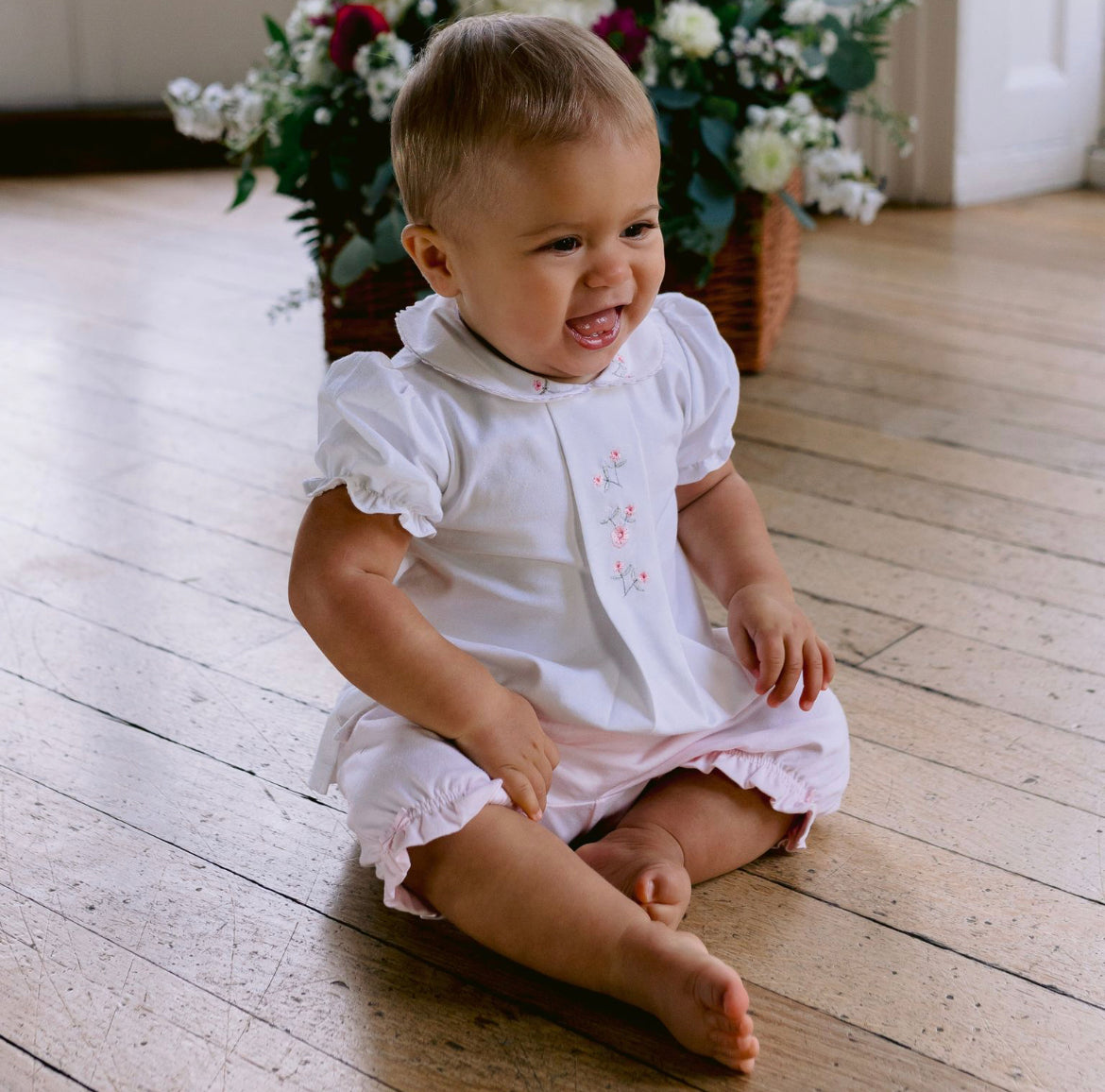 Emile et Rose Delores Baby Girl Pink & White Shorts Set
