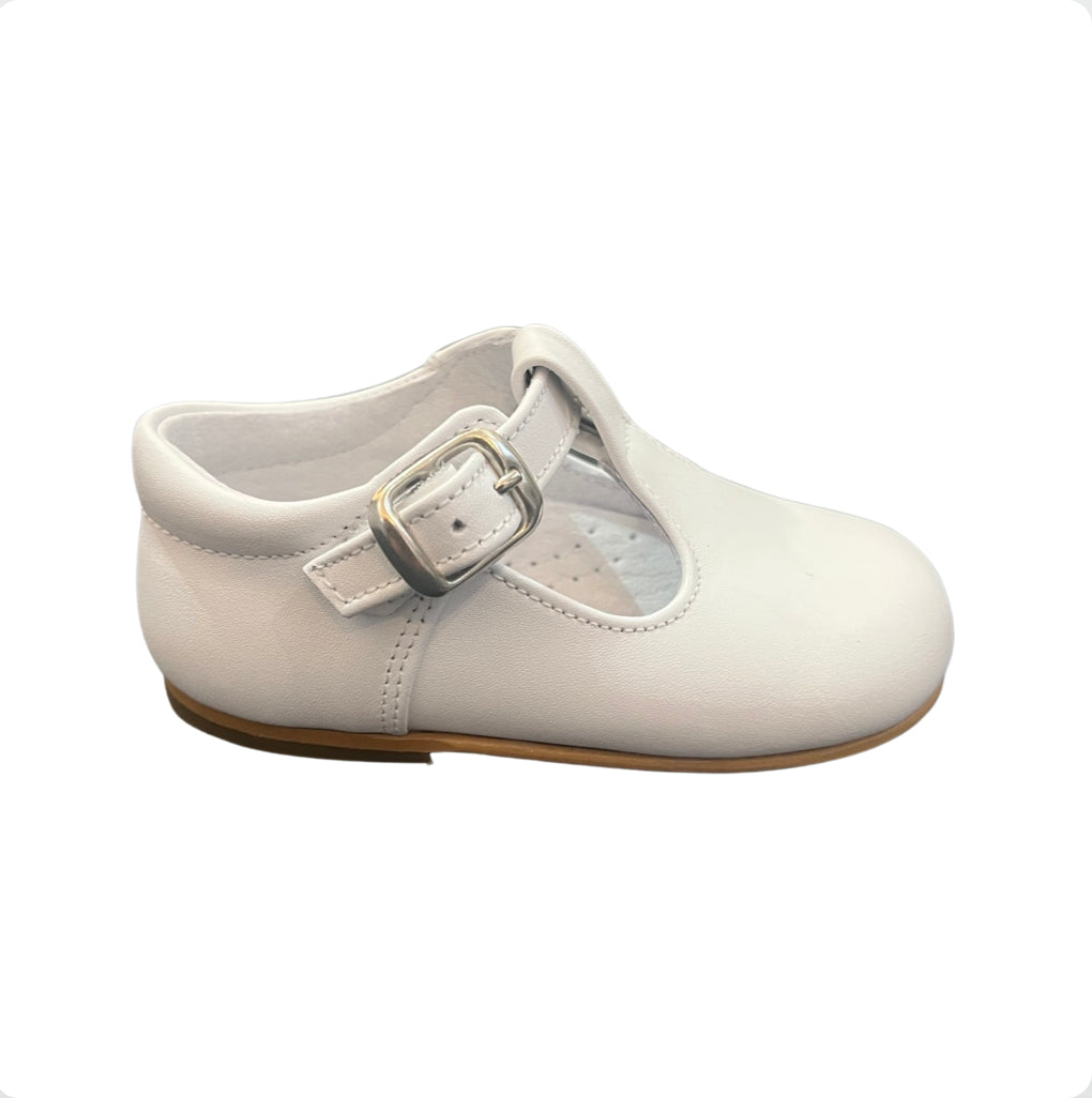 Pretty Originals Unisex White Leather T-Bar Shoes