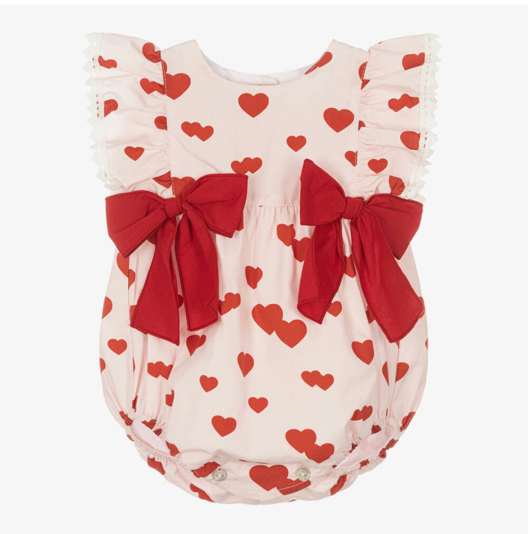 Phi Clothing Baby Girl Pink & Red Heart Romper